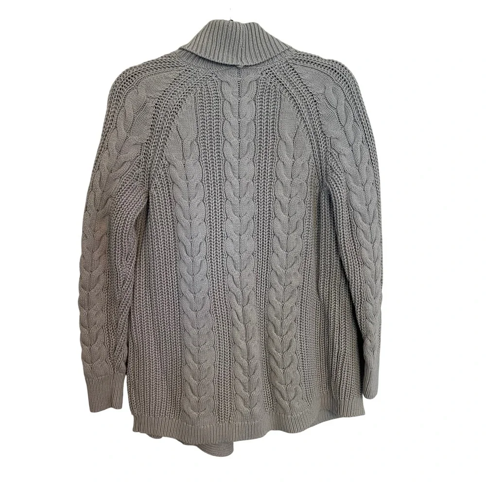 Haven Well Within Gray Cable Knit Shawl Collar Open Front Cardigan Sweater Small